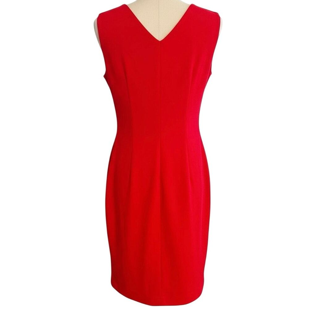 Calvin Klein Sheath Dress Red Asymmetric Zip Front Sleeveless Women Size 8 - Picture 2 of 5